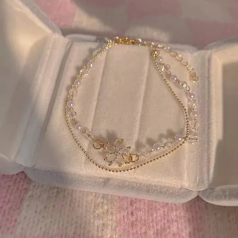 Beautiful and Versatile Pearl Love Women's Bracelet Set of 4 Ins, High Grade, Elegant and Fashionable Jewelry